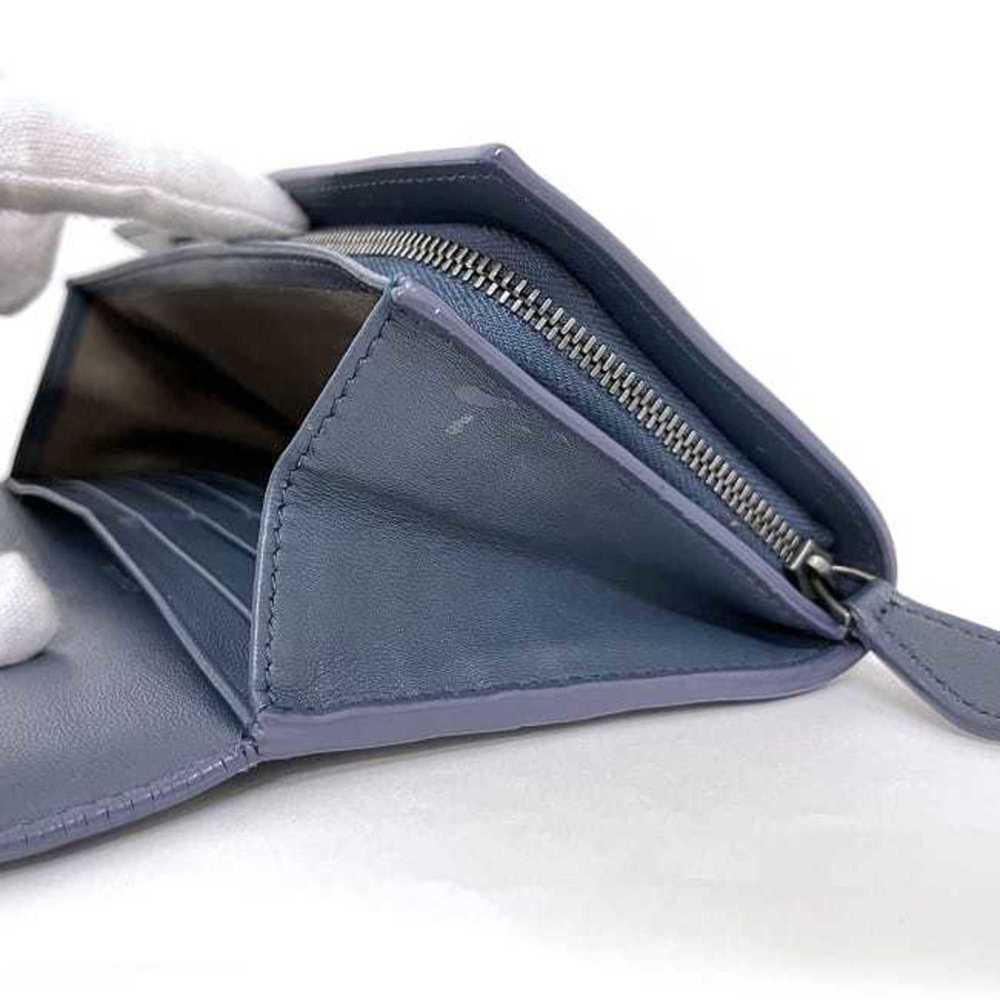 BOTTEGA VENETA Bifold Long Wallet Gray Blue Intrecciato Leather Flap Women's - Picture 8 of 10